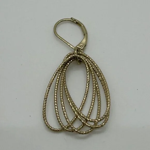 Nine West Gold-Tone Textured Oval Drop Earrings With Leverback Closure - Picture 7 of 11